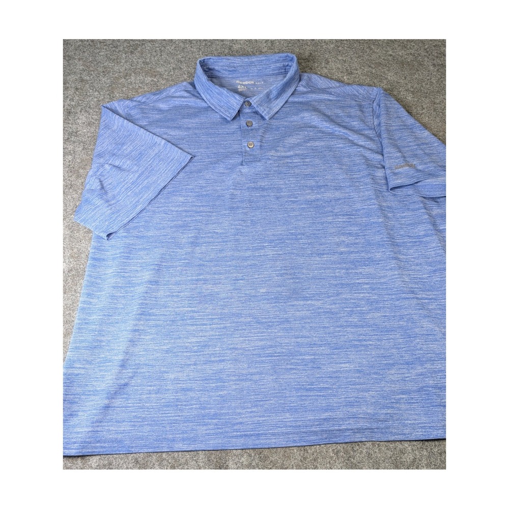 Reebok Golf Polo Shirt Mens 4XL Blue Space Dye Heathered Short Sleeve Athletic